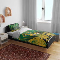 South Africa Rugby Custom Bedding Set Forever Green Forever Gold