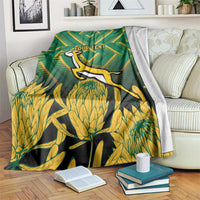 South Africa Rugby Custom Blanket Forever Green Forever Gold