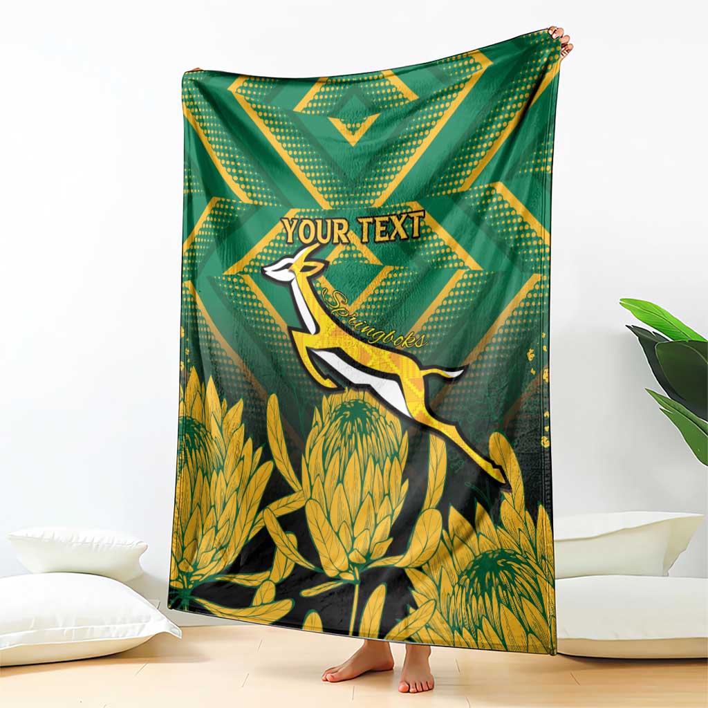 South Africa Rugby Custom Blanket Forever Green Forever Gold