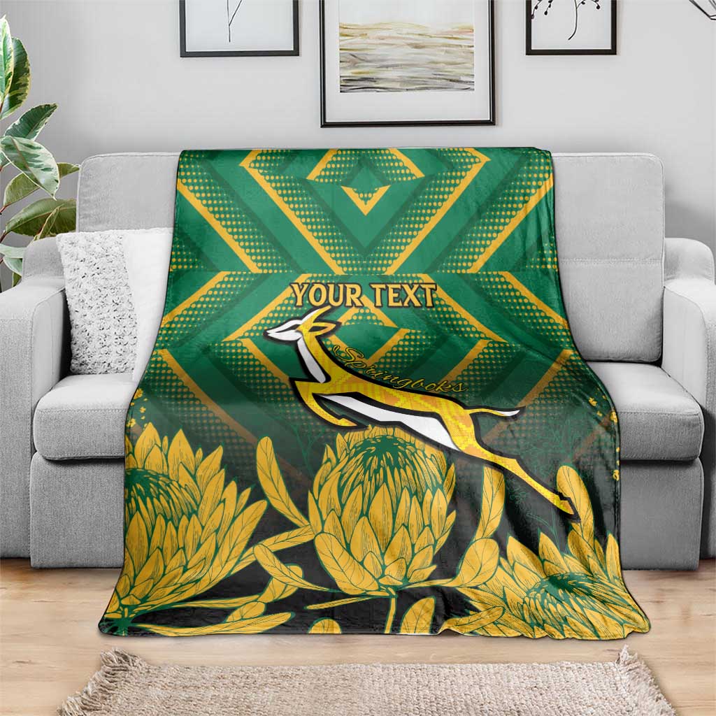 South Africa Rugby Custom Blanket Forever Green Forever Gold