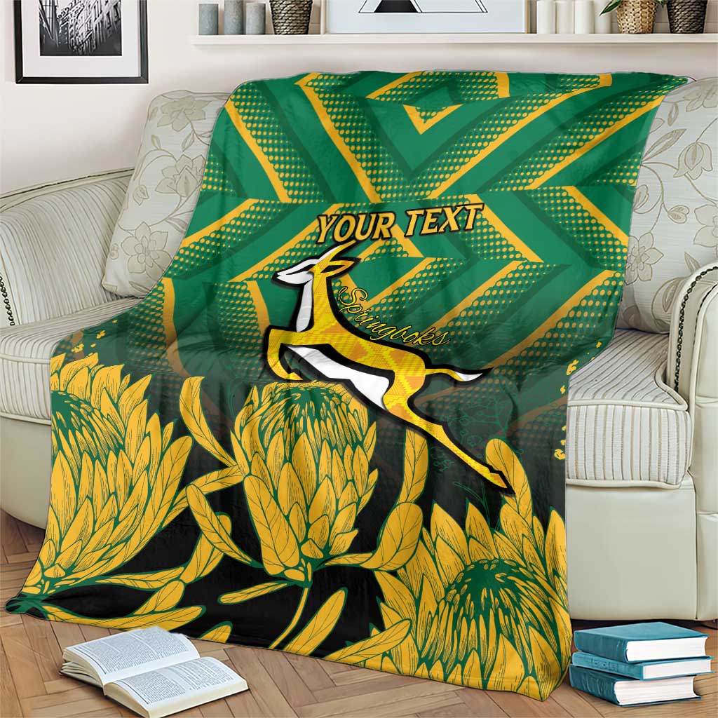 South Africa Rugby Custom Blanket Forever Green Forever Gold