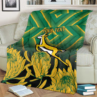 South Africa Rugby Custom Blanket Forever Green Forever Gold