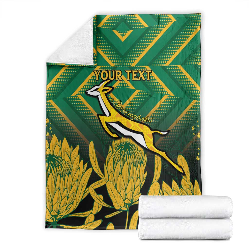 South Africa Rugby Custom Blanket Forever Green Forever Gold