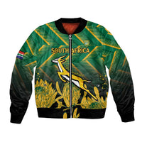 South Africa Rugby Custom Bomber Jacket Forever Green Forever Gold
