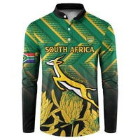 South Africa Rugby Custom Button Sweatshirt Forever Green Forever Gold
