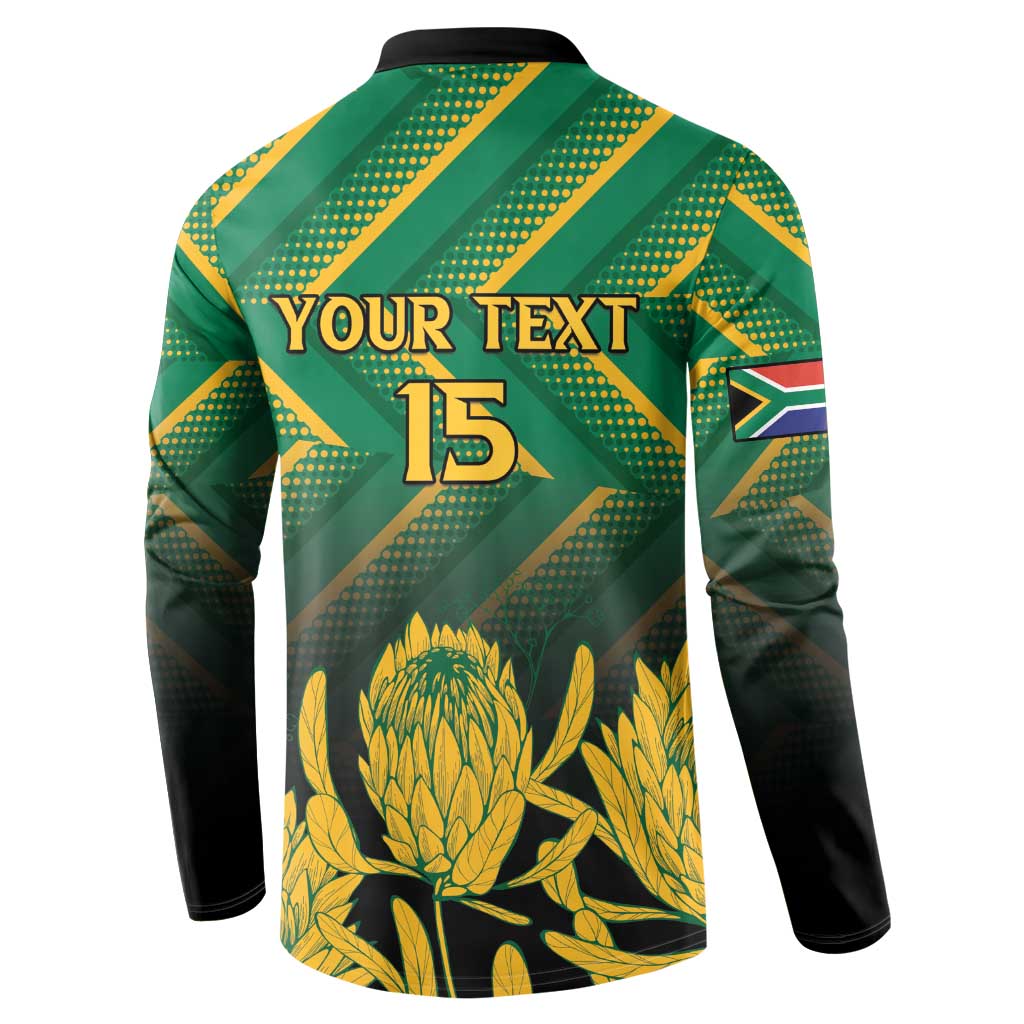 South Africa Rugby Custom Button Sweatshirt Forever Green Forever Gold