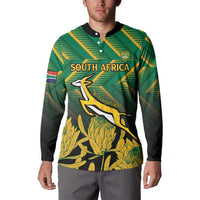 South Africa Rugby Custom Button Sweatshirt Forever Green Forever Gold