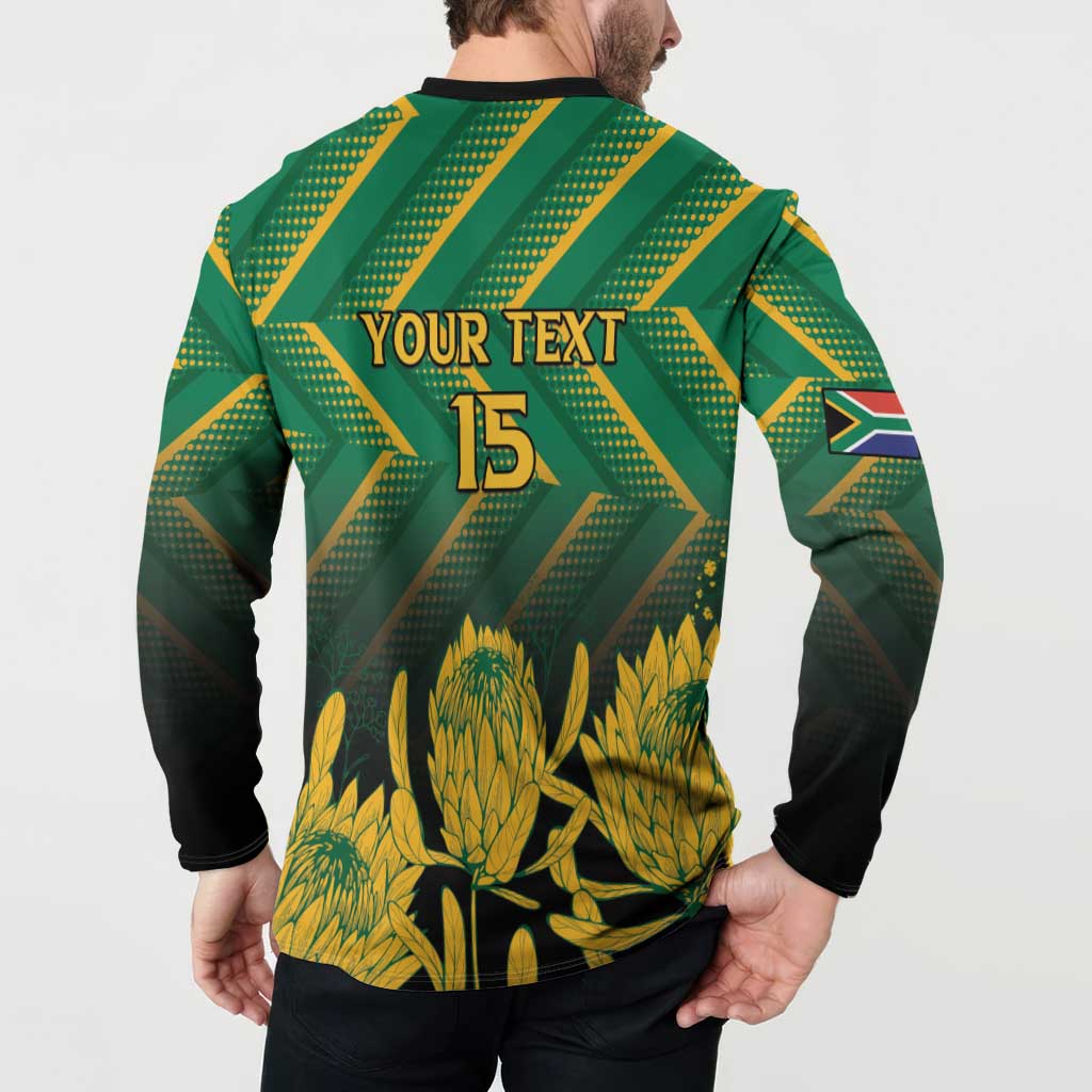 South Africa Rugby Custom Button Sweatshirt Forever Green Forever Gold