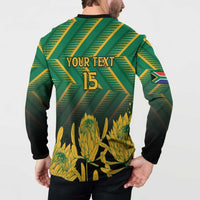 South Africa Rugby Custom Button Sweatshirt Forever Green Forever Gold