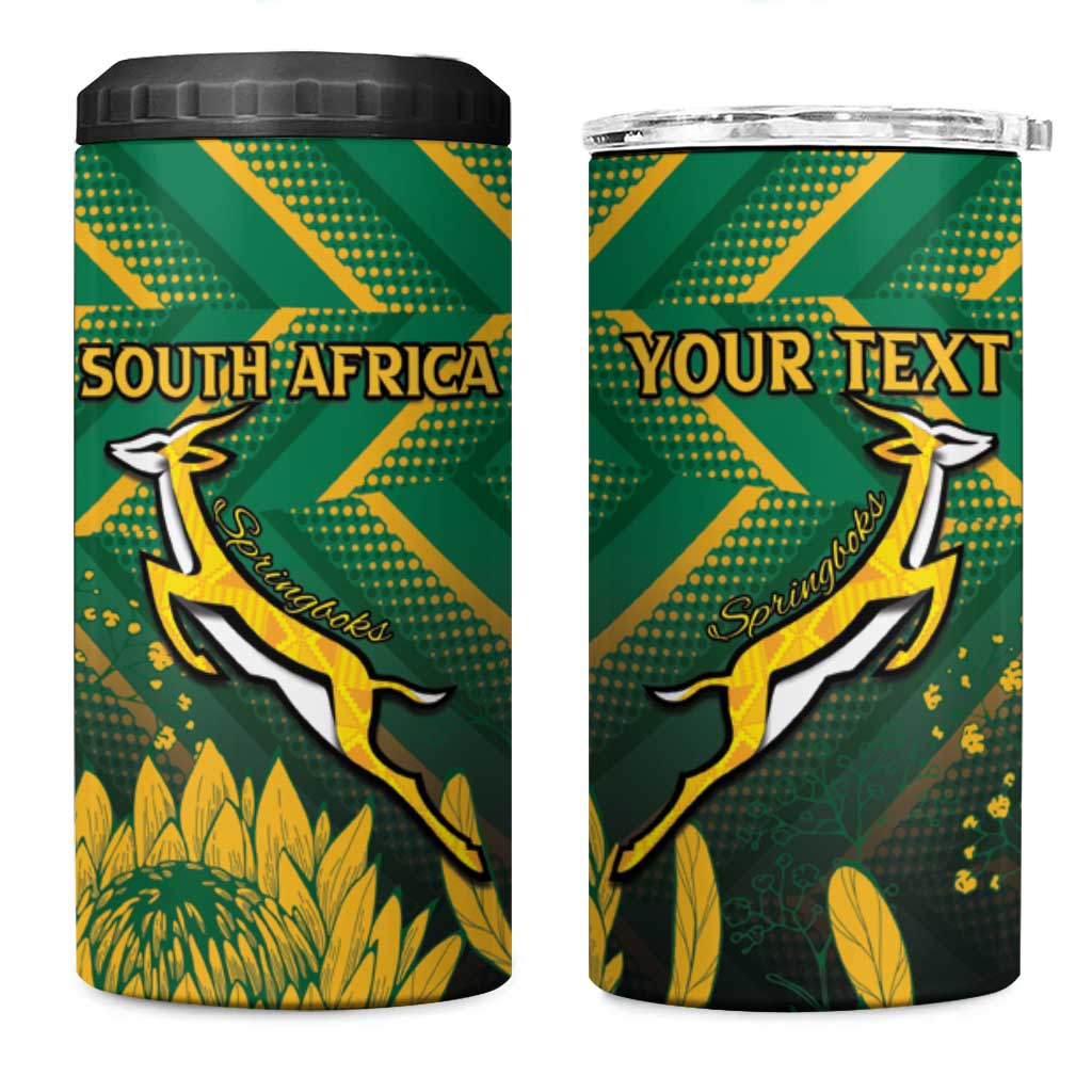 South Africa Rugby Custom 4 in 1 Can Cooler Tumbler Forever Green Forever Gold
