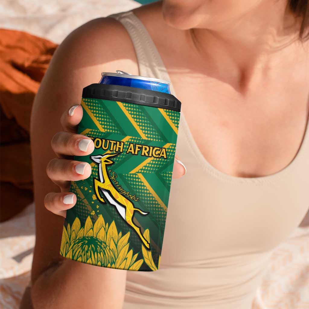 South Africa Rugby Custom 4 in 1 Can Cooler Tumbler Forever Green Forever Gold