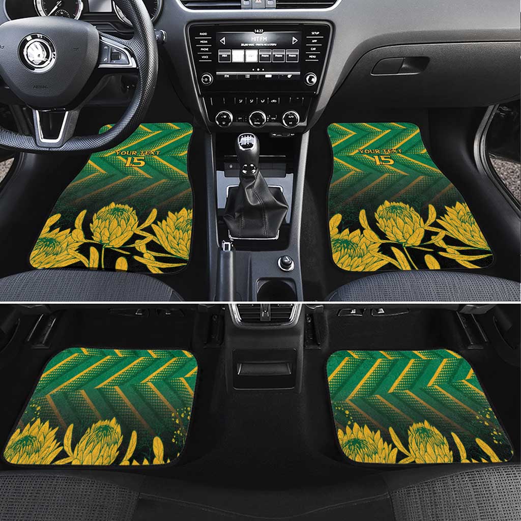 South Africa Rugby Custom Car Mats Forever Green Forever Gold