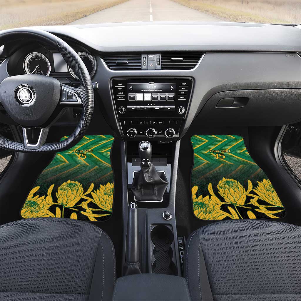 South Africa Rugby Custom Car Mats Forever Green Forever Gold