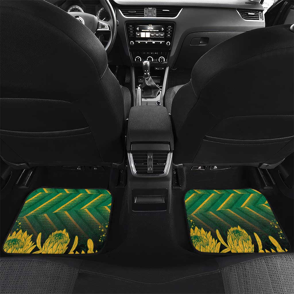 South Africa Rugby Custom Car Mats Forever Green Forever Gold