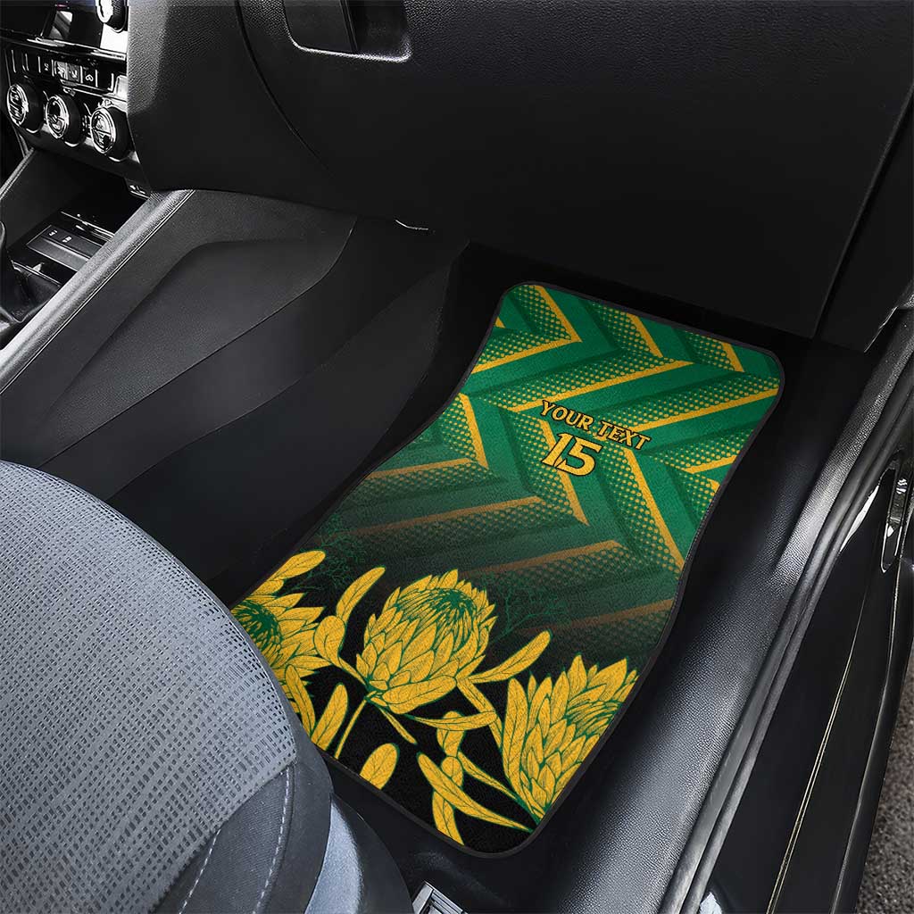 South Africa Rugby Custom Car Mats Forever Green Forever Gold