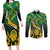 South Africa Rugby Custom Couples Matching Long Sleeve Bodycon Dress and Long Sleeve Button Shirt Forever Green Forever Gold