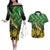 South Africa Rugby Custom Couples Matching Off The Shoulder Long Sleeve Dress and Hawaiian Shirt Forever Green Forever Gold