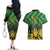 South Africa Rugby Custom Couples Matching Off The Shoulder Long Sleeve Dress and Hawaiian Shirt Forever Green Forever Gold