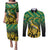 South Africa Rugby Custom Couples Matching Puletasi and Long Sleeve Button Shirt Forever Green Forever Gold
