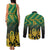 South Africa Rugby Custom Couples Matching Tank Maxi Dress and Long Sleeve Button Shirt Forever Green Forever Gold