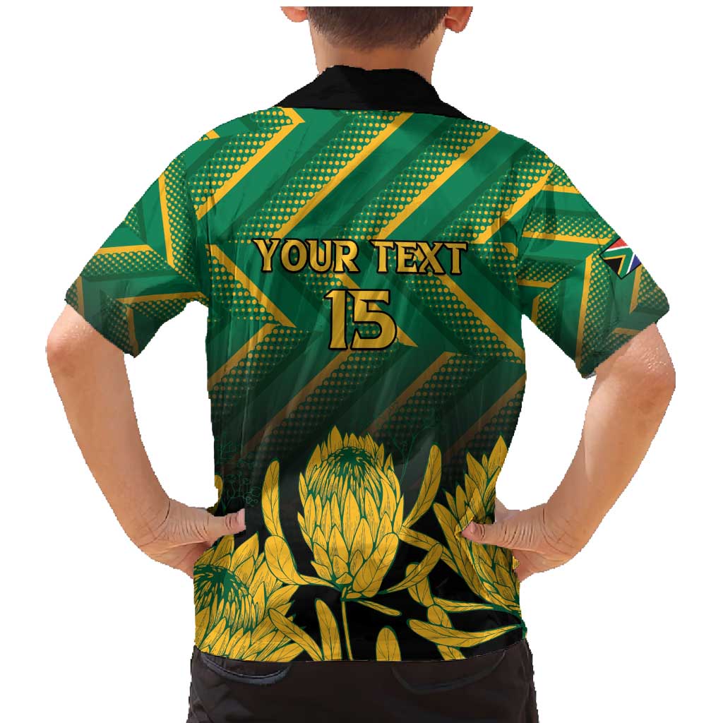 South Africa Rugby Custom Family Matching Mermaid Dress and Hawaiian Shirt Forever Green Forever Gold