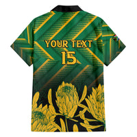 South Africa Rugby Custom Family Matching Off The Shoulder Long Sleeve Dress and Hawaiian Shirt Forever Green Forever Gold