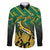 South Africa Rugby Custom Family Matching Off The Shoulder Long Sleeve Dress and Hawaiian Shirt Forever Green Forever Gold