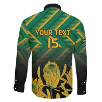 South Africa Rugby Custom Family Matching Off Shoulder Maxi Dress and Hawaiian Shirt Forever Green Forever Gold