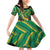 South Africa Rugby Custom Family Matching Off Shoulder Short Dress and Hawaiian Shirt Forever Green Forever Gold