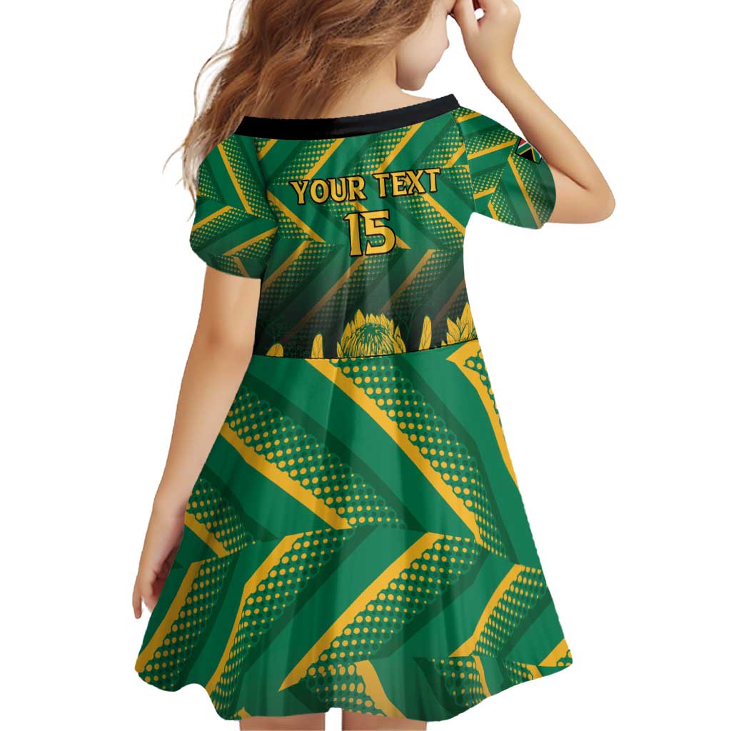 South Africa Rugby Custom Family Matching Off Shoulder Short Dress and Hawaiian Shirt Forever Green Forever Gold