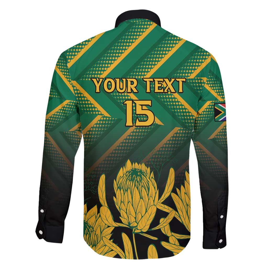 South Africa Rugby Custom Family Matching Short Sleeve Bodycon Dress and Hawaiian Shirt Forever Green Forever Gold