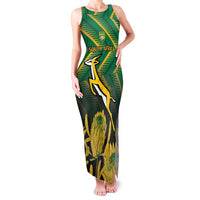 South Africa Rugby Custom Family Matching Tank Maxi Dress and Hawaiian Shirt Forever Green Forever Gold