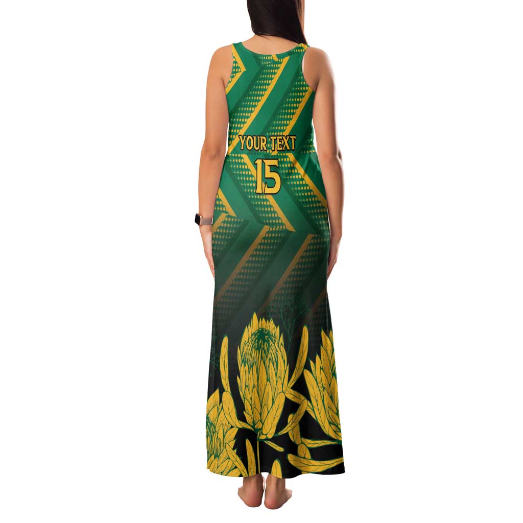 South Africa Rugby Custom Family Matching Tank Maxi Dress and Hawaiian Shirt Forever Green Forever Gold