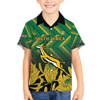 South Africa Rugby Custom Family Matching Tank Maxi Dress and Hawaiian Shirt Forever Green Forever Gold