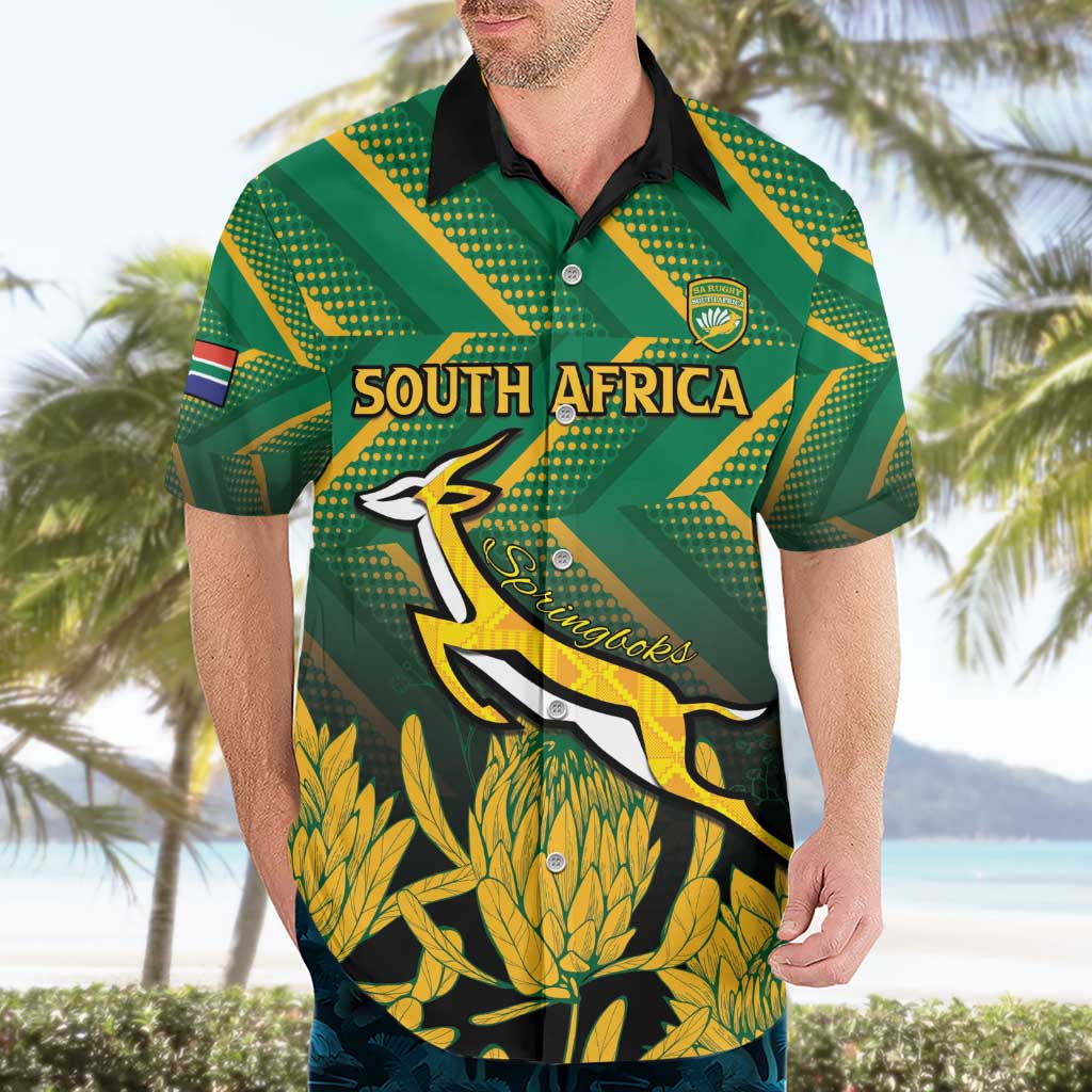 South Africa Rugby Custom Hawaiian Shirt Forever Green Forever Gold
