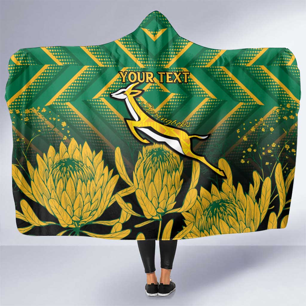 South Africa Rugby Custom Hooded Blanket Forever Green Forever Gold