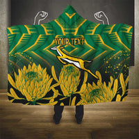 South Africa Rugby Custom Hooded Blanket Forever Green Forever Gold