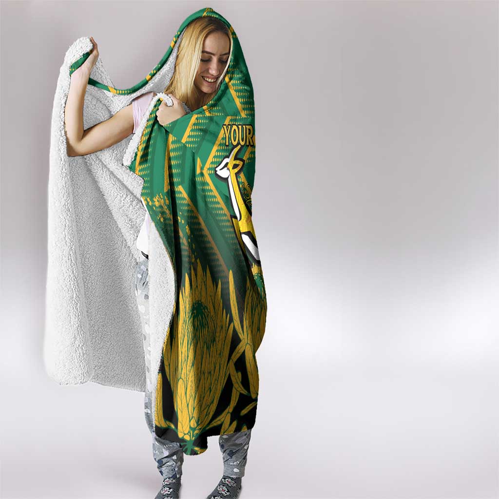 South Africa Rugby Custom Hooded Blanket Forever Green Forever Gold