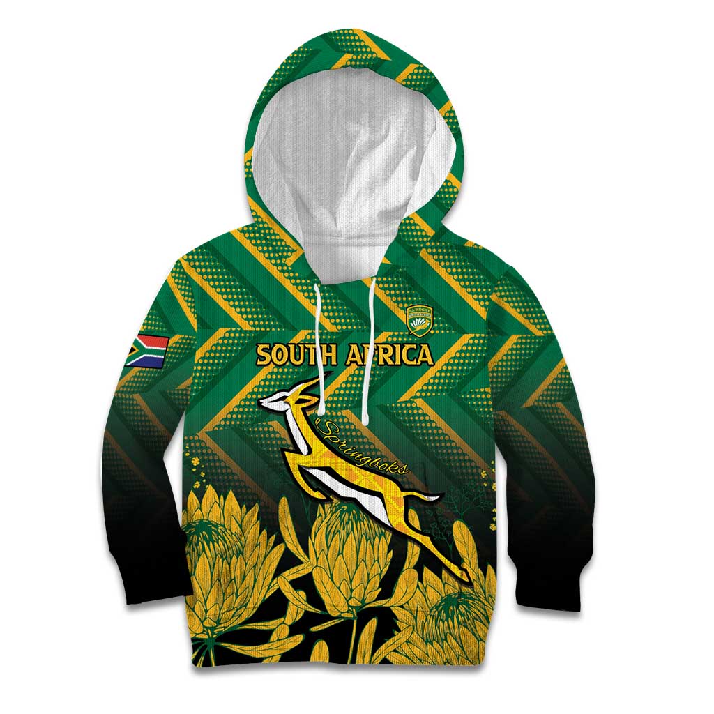 South Africa Rugby Custom Kid Hoodie Forever Green Forever Gold