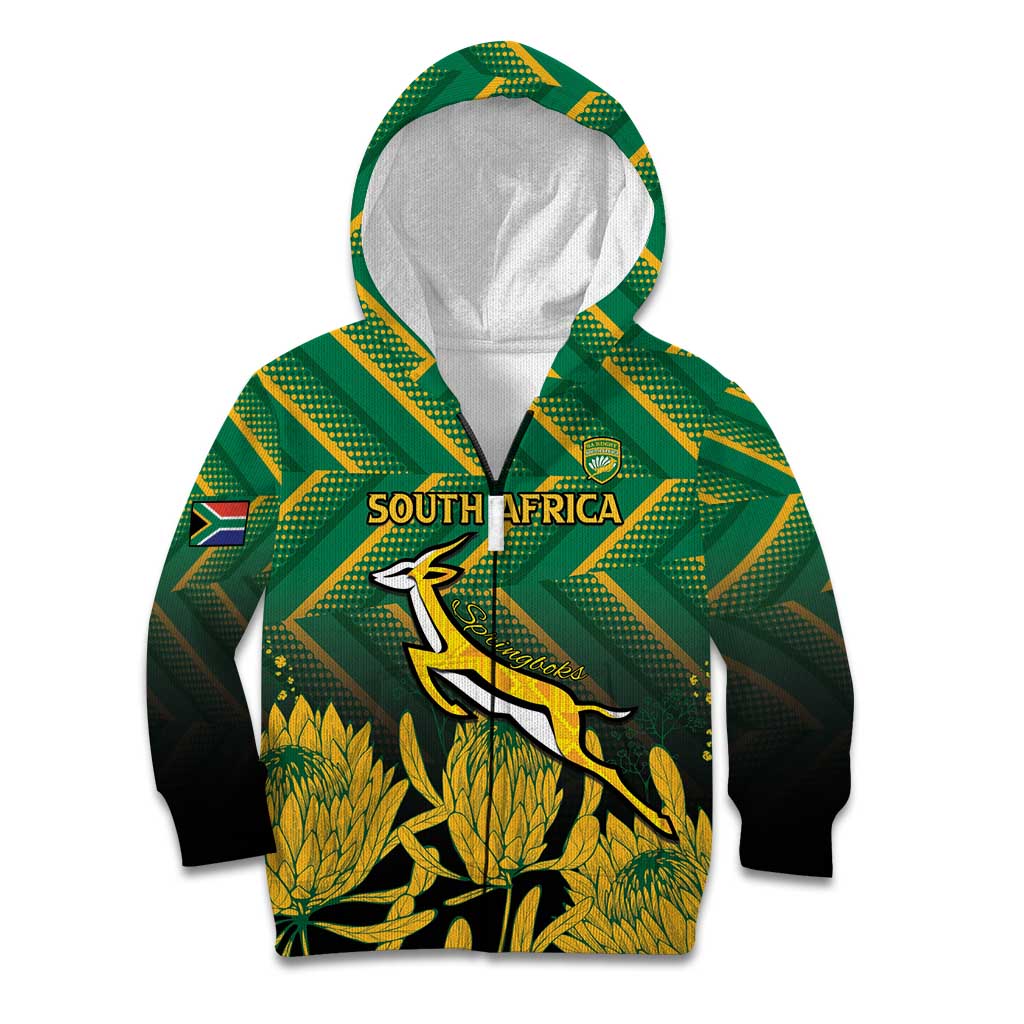 South Africa Rugby Custom Kid Hoodie Forever Green Forever Gold