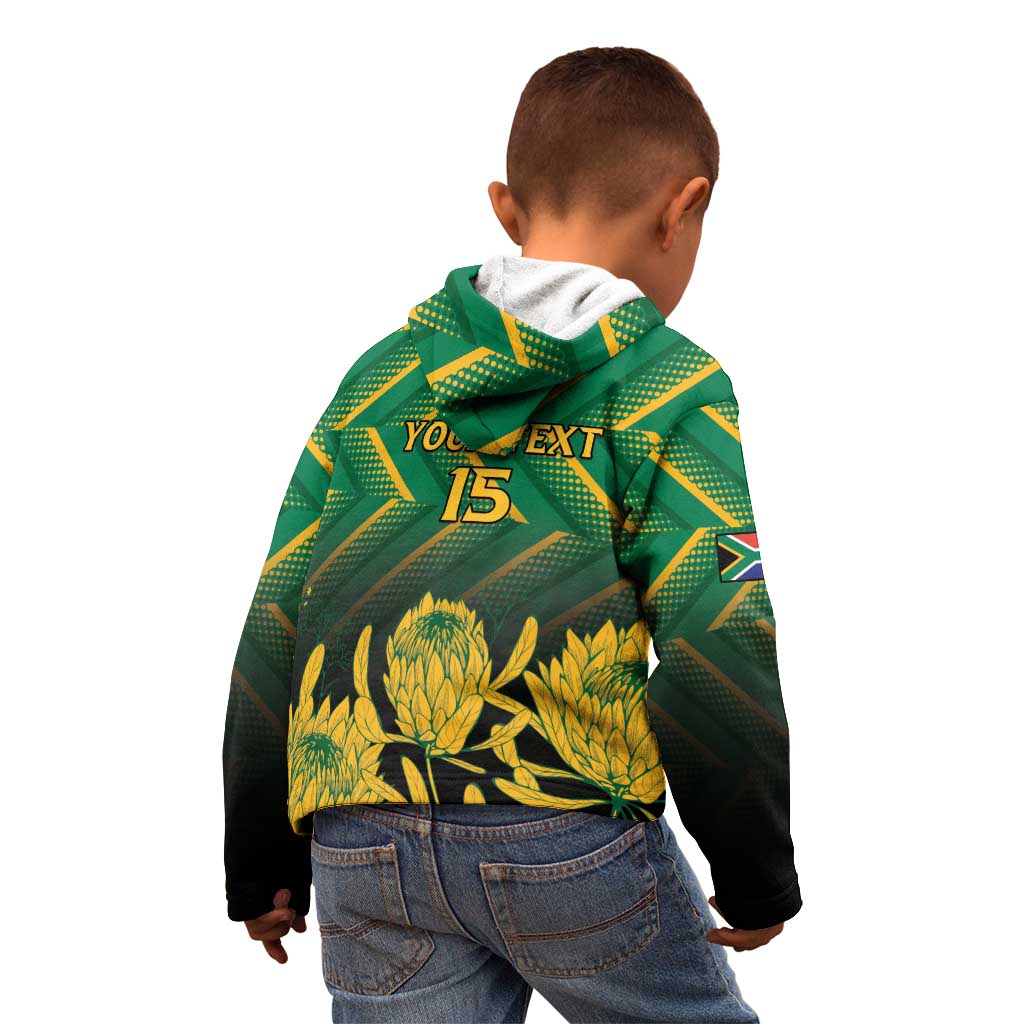 South Africa Rugby Custom Kid Hoodie Forever Green Forever Gold