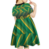 South Africa Rugby Custom Kid Short Sleeve Dress Forever Green Forever Gold