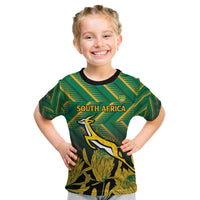 South Africa Rugby Custom Kid T Shirt Forever Green Forever Gold