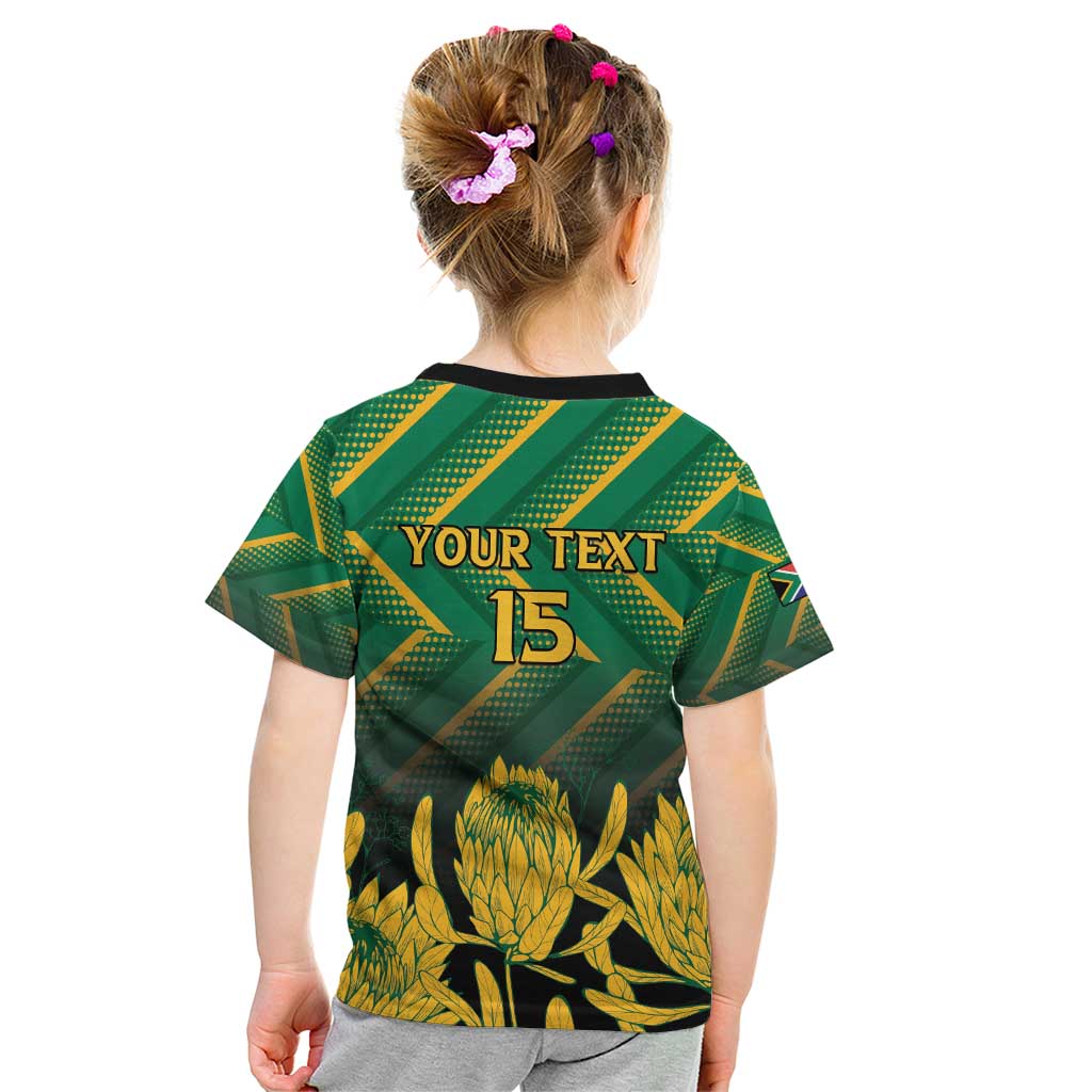 South Africa Rugby Custom Kid T Shirt Forever Green Forever Gold