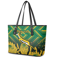 South Africa Rugby Custom Leather Tote Bag Forever Green Forever Gold