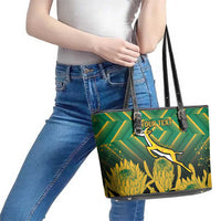 South Africa Rugby Custom Leather Tote Bag Forever Green Forever Gold