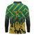 South Africa Rugby Custom Long Sleeve Polo Shirt Forever Green Forever Gold