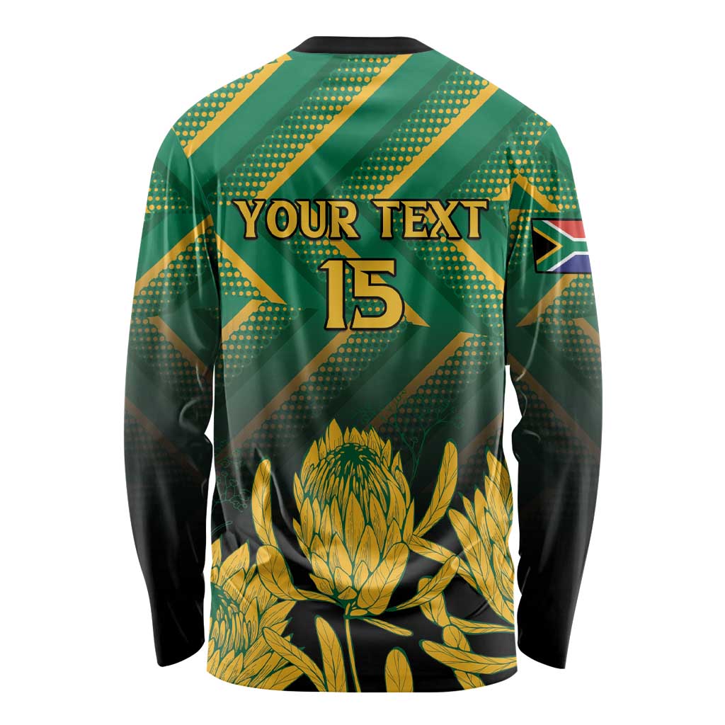 South Africa Rugby Custom Long Sleeve Shirt Forever Green Forever Gold