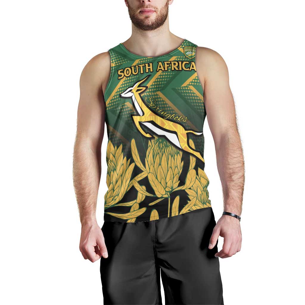 South Africa Rugby Custom Men Tank Top Forever Green Forever Gold