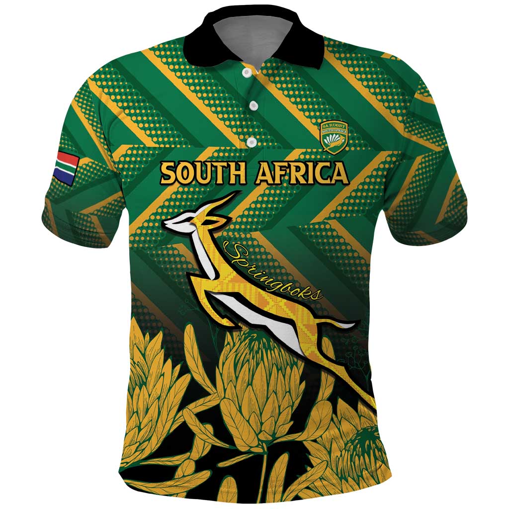 South Africa Rugby Custom Polo Shirt Forever Green Forever Gold